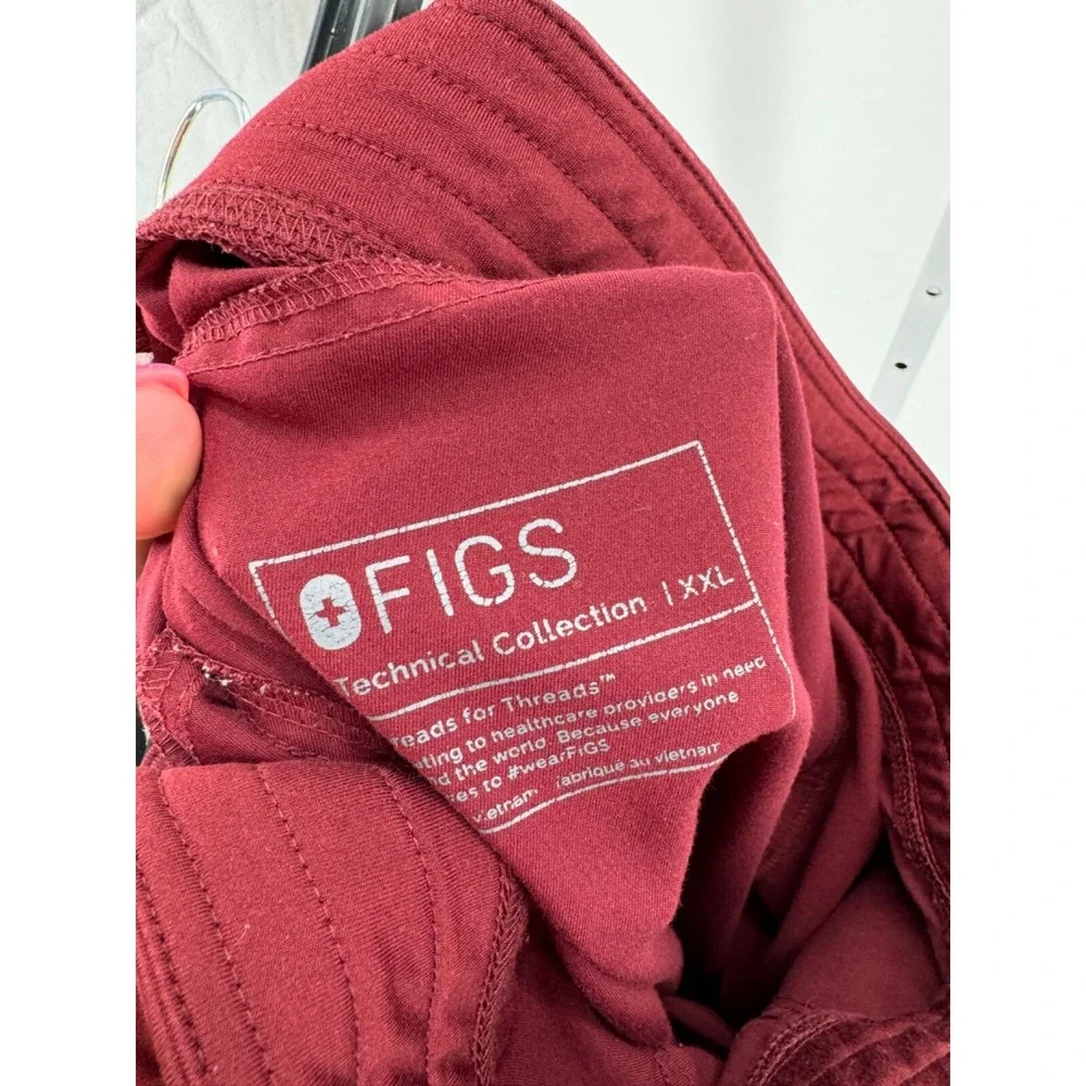 FIGS Women's Burgundy Kade Medical Cargo Scrub Pants Size XXL